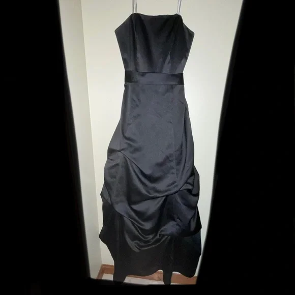 David's Bridal | Dresses | Davids Bridal Black Strapless Ruffle Bridesmaids  Dress | Poshmark